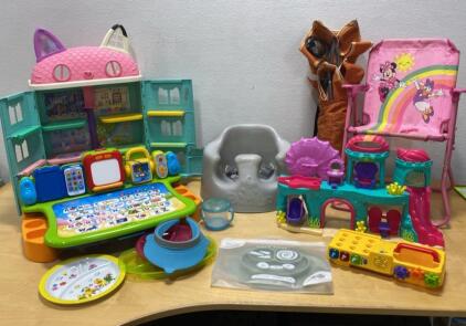 VTech Activity Desk, Minnie Mouse Chair, Bumbo Seat & Gabby&rsquo;s Dollhouse Playset Bundle