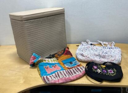 Vintage Clothes Hamper- (3) Vintage Bags