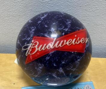 Budweiser Promotional Bowling Ball, Undrilled, Glossy Finish, Excellent Condition- Un-drilled