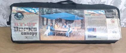 (1) Ozark Trail Dining Canopy W/ Storage Bag, Poles, Stakes & Guylines, 11' 8" x 11' 8"