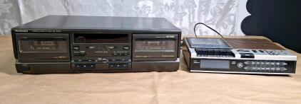 (1) Vintage Technics Dual Stereo Cassette Deck & (1) Vintage GE Alarm Clock Radio /Tape Recorder