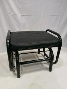 Black Metal Frame Glider Ottoman, Padded Faux Leather Top, Modern Design, 20"x16"x15"