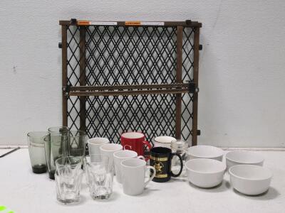 (4) Coffee Mugs, (4) Soup/Salad Bowls, Assorted Glassware, & More!