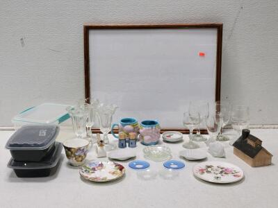 (1) 21x17 Picture Frame, (1) Teacup & Saucer, (4) Wine Glasses, & More!