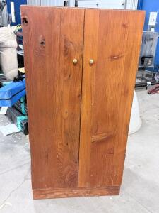Rustic Pine Wooden Storage Cabinet/Wardrobe, 2 Doors, Approx. 60"x30"x18", Metal Knobs