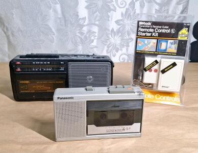 (1) Vintage Windsor Portable Am/Fm Radio Cassette Recorder, (1) Vintage Panasonic Battery Operated Cassette Recorder & (1) Remote Controlled Outlet
