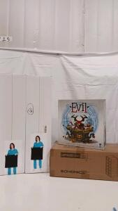 (2) Shine Ray X Ray Mats, (1) Evil Game Board And 12 Set Shoe Box