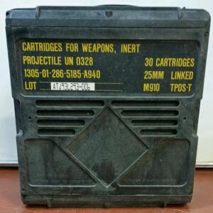 25mm M910 TPDS-T Military Ammo Can, Holds 30 Linked Rounds, NSN 1305-01-286-5185, Lot ATJ93L293-006 and More