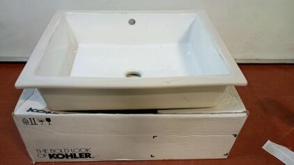 Kohler White Rectangular Drop-In Bathroom Sink, Vitreous China, Single Faucet Hole 20"x15"