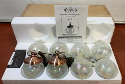 SunScape Iridescent Globe String Lights 8-Light Set Crackle Glass Bronze, Model 50403915/16/895