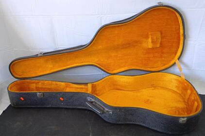 Vintage Dreadnought Acoustic Guitar Hard Case, Black Tolex, Yellow Plush Interior