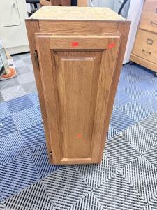 Single-Door Wooden Base Cabinet, 12" W x 24" D x 34.5" H, Medium Oak Finish