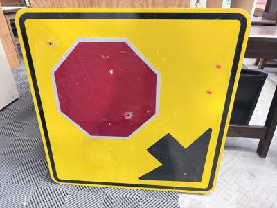36" x 36" W3-1 Stop Ahead Road Traffic Sign with Right Arrow