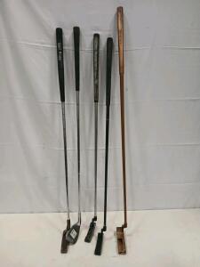 Vintage DYNACAST, PAR LINE, and Unmarked Blade Golf Putters, Steel Shaft, Right-Handed, Set of 5