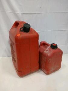 Blitz 5 Gallon & 2 Gallon Red Gasoline Cans, Plastic, Screw Cap, Vented, Pair