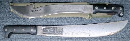 (2) Vintage Machetes, (1) 19" NESCO Limb-Trim W/ Sheath & (1) 21" COLIMA