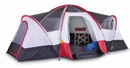 Wenger WG30203 10-Person Cabin Dome Tent, 18'x10', 3 Rooms, 78" Height, Fiberglass Poles, Bag. Please insect in person.