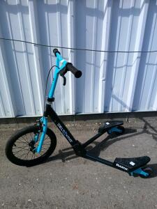 Razor DeltaWing Three-Wheel Scooter, Blue, Steel Frame, 16" Front Tire, Hand Brake, Drift Design