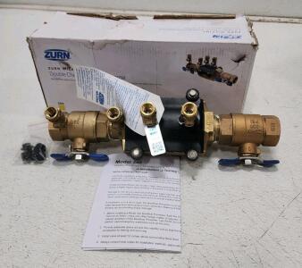 Zurn 350 Double Check Valve Backflow Preventer, Serial A00201, Brass, Open Box