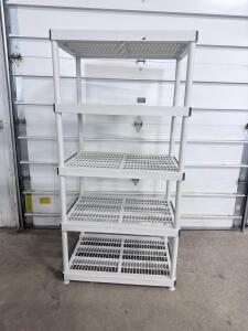 5-Shelf Heavy Duty Plastic Storage Rack, White, Ventilated Design, Approx. 36"x18"x72"