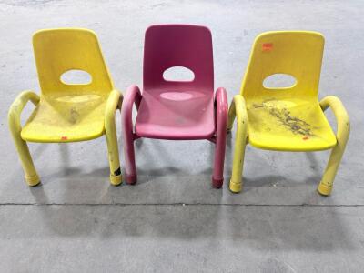 Bright Stackable Kids Chairs &ndash; Pink & Yellow, Ages 2-5, Durable Plastic, Set of 3