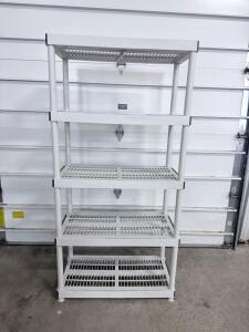 5-Tier Ventilated Plastic Shelving Unit, 36"x18"x72", White, Freestanding Storage Rack
