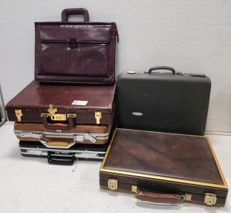 Preparing For Big Business?; Vintage Attache Cases & Leather Briefcase Lot &ndash; Hard Shell, Metal Trim, Various Colors & Locks