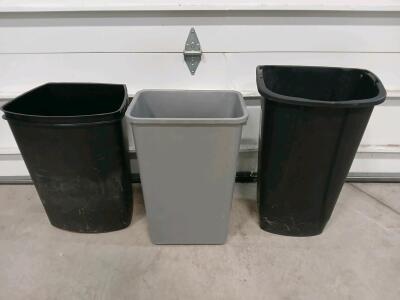 Lot of 3, Black & Gray, Plastic, Stackable, USA Made