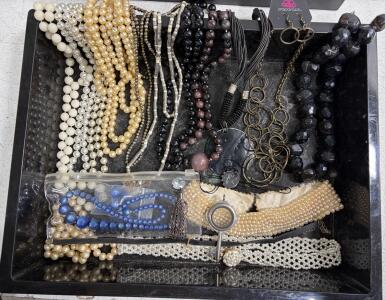 Large Assorted Costume Jewelry Lot: Beaded Necklaces, Pearl Chokers, Paparazzi, Blue Set
