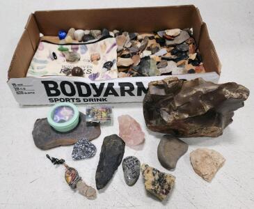 Rock, Mineral, and Crystal Specimen Lot &ndash; 80+ Pieces w/ Rose Quartz, Obsidian, And More