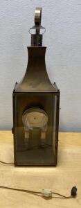 Aged Brass Colonial Wall Lantern Sconce, 2-Light Candelabra, 24" Tall Glass Panels