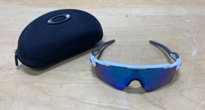 Oakley Radar EV Path Sports Sunglasses White Frame, Blue Prizm Shield Lens, Case Included