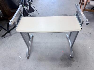 48" Rolling Flip-Top Training Table with Modesty Panel & Silver Steel Frame, Light Laminate Top