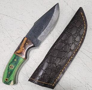(1) Fixed Blade Cold Steel Utility Knife With Wood Handle And Sheath