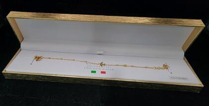 (1) 18k Yellow Gold-Plated Mia Fiori Sterling Silver Charm Bracelet Italy Made