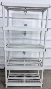 5-Tier Ventilated Plastic Shelving Unit, 36"x18"x72", White, Freestanding Storage Rack