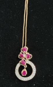 925 Burmese Rose Gold Ruby Pendant Necklace