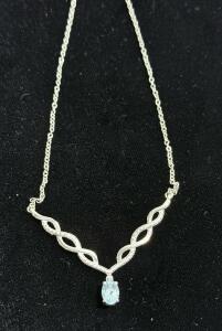 925 Sky Blue Topaz Pendant Necklace