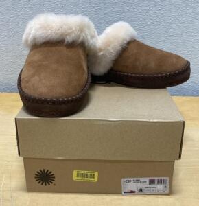 UGG W Aira Women's Sheepskin Slippers Chestnut Size 8, Suede Upper, Rubber Outsole, Boxed