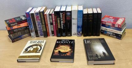 Lot of 27 Fiction Books&mdash;Hemingway, Koontz, Kanon, Michener&mdash;Hardcovers & Paperbacks