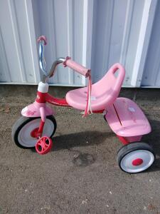 Radio Flyer Pink Model 33 Tricycle, Steel Frame, Rear Step, Streamers, Ages 2.5-5, 11.5 lbs