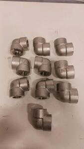 ASAHI Stainless Steel 90&deg; Elbow Fittings, 1" NPT, Class 3000, Lot of 11, Threaded