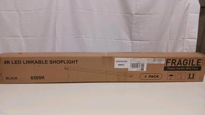 4ft LED Linkable Shoplight, 6500K, Black, 4-Pack, 4000 Lumens, 40W, Model HGA01040036-1