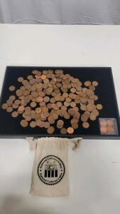 Bulk Lincoln Wheat & Memorial Cents &ndash; 200+ Coins 1929-1968 Denver & Philadelphia Mint, Collector's Tray