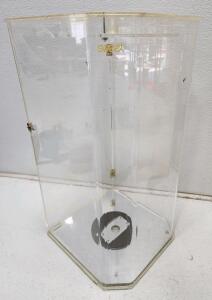 Sweet Acrylic Countertop Display Case, Hexagonal, Hinged Door, 11"x11"x23", Clear