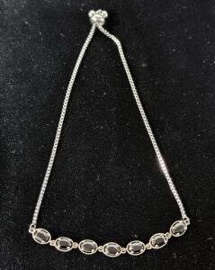 925 Silver Bracelet W/ Black Stones