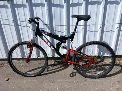 Mongoose XR75 Full Suspension Mountain Bike, 26" Wheels, Steel Frame, 21-Speed, Schwinn Saddle