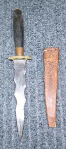 (1) Vintage Filipino Kris Dagger W/Sheath, 6" Blade, 10-1/2" Overall