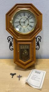 D&A 9M Regulator Wall Clock, Mechanical Key-Wind, Oak Finish, 24", Roman Numerals, Manual, China