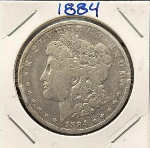1884 Morgan Silver Dollar, Philadelphia Mint, .900 Silver, 38.1mm, Circulated Example
